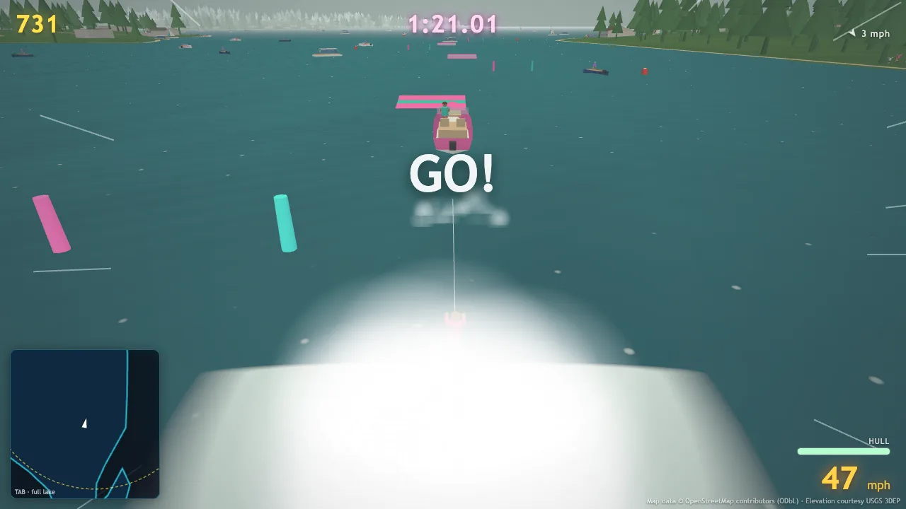 Towing a water skier through slalom buoys