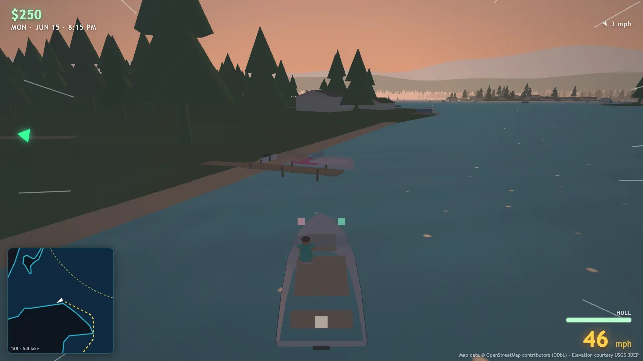 Boat wake glowing under a sunset sky